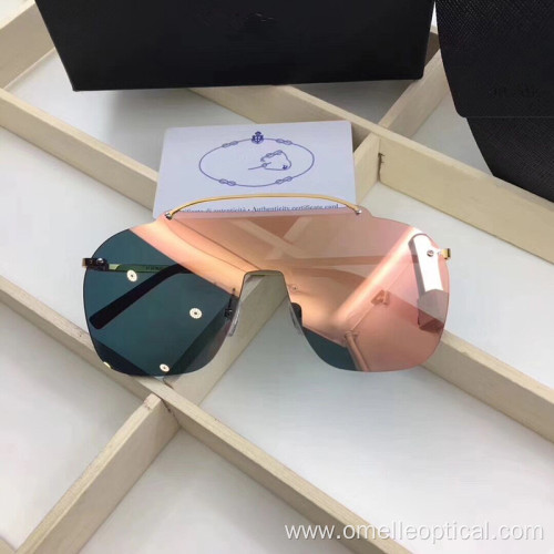 Goggle Rimless Sunglasses with Colorful Lens